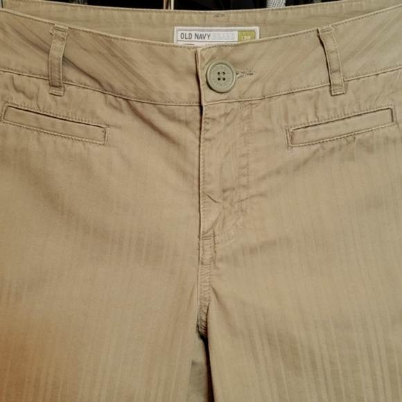 OLD NAVY ♡ Sweet Military Green Cotton Low Waist Bengal Striped Bermuda Shorts 6 - Picture 4 of 16